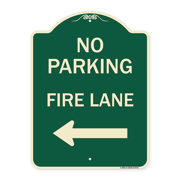Signmission No Parking Fire Lane W/ Left Arrow Heavy-Gauge Aluminum Architectural Sign, 24" x 18", G-1824-23736 A-DES-G-1824-23736 - main